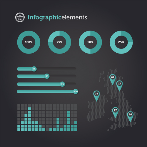 Infographics elements vector eps map pointer
