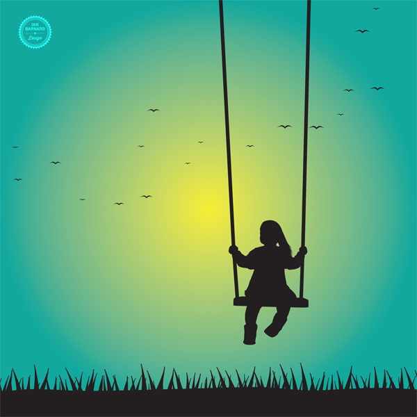 Free Girl Swinging Silhouette Vector