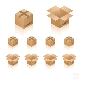 isometric cardboard box icons