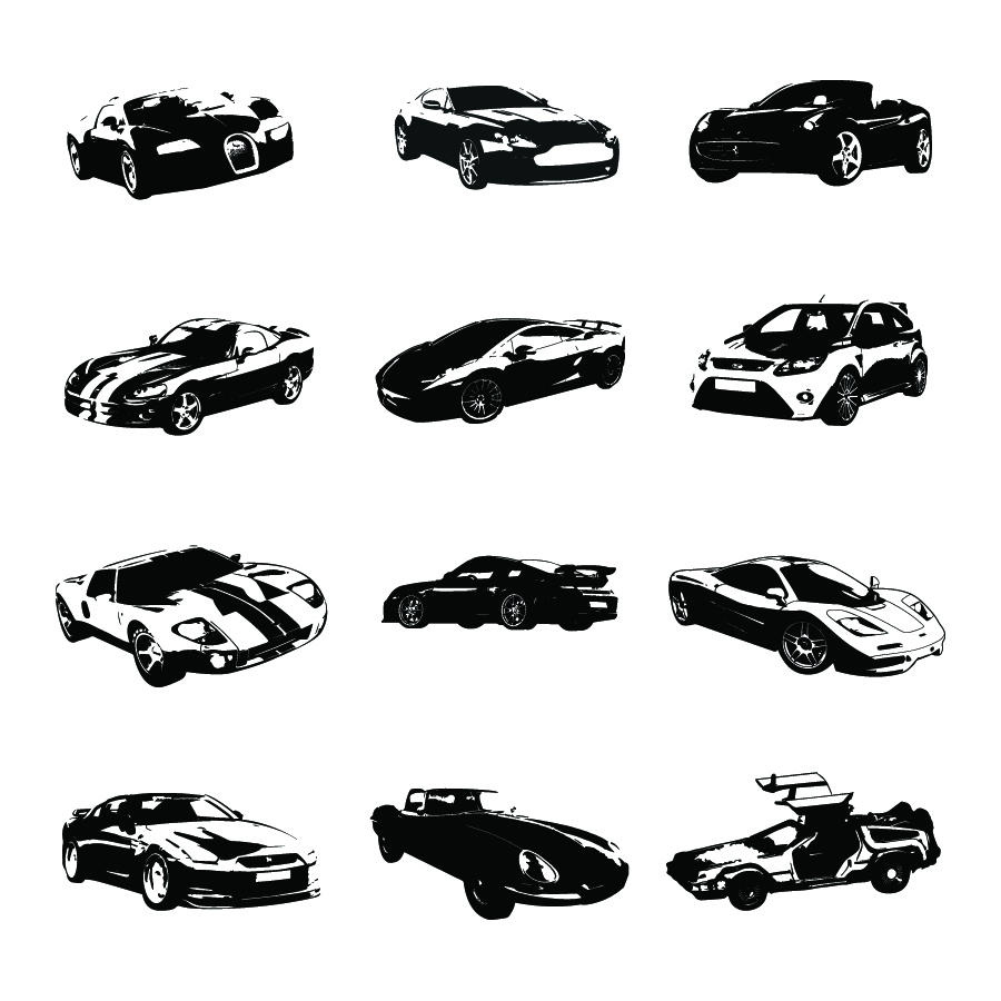 Free Vector Silhouettes of Sports Cars