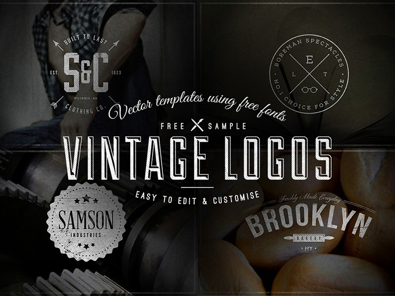Free Download: 4 Vintage Logos / Badges – Vector Templates